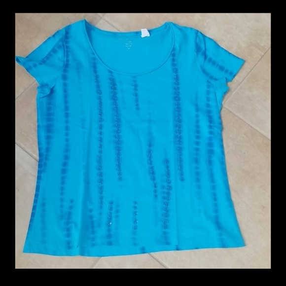 Chico's Tops - Chicos teal sequin cotton tee medium